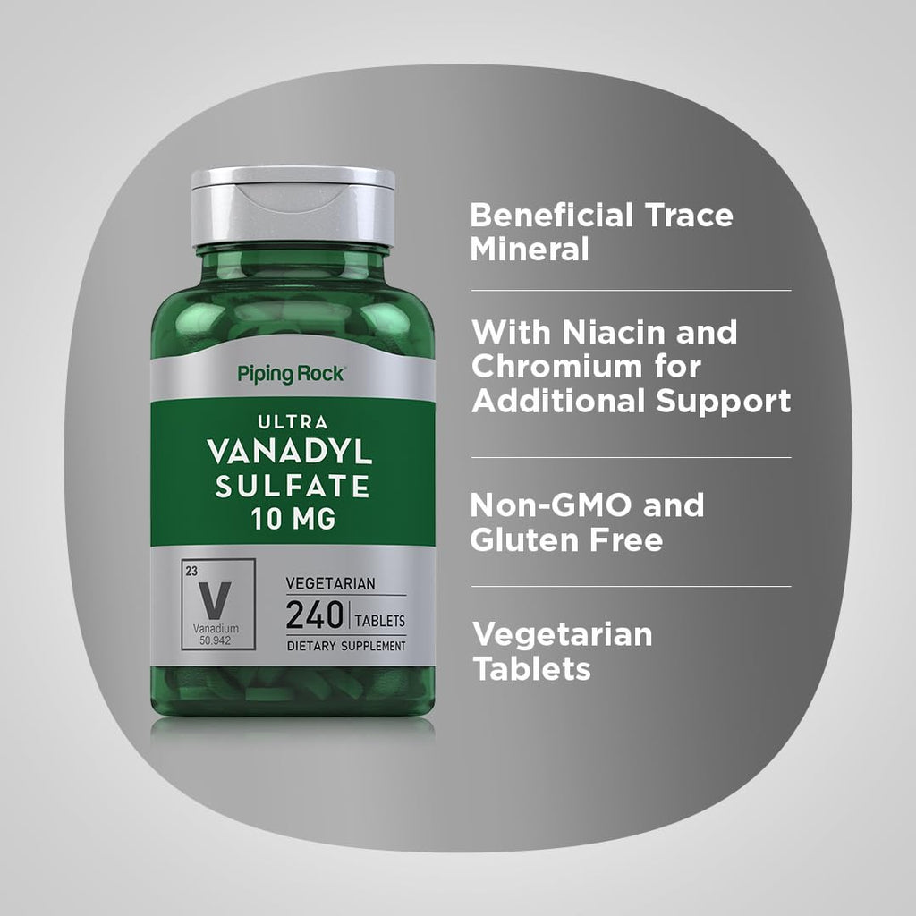 Piping Rock Vanadyl Sulfate 10 mg | 240 Tablets | Ultra Complex | Pack of 2