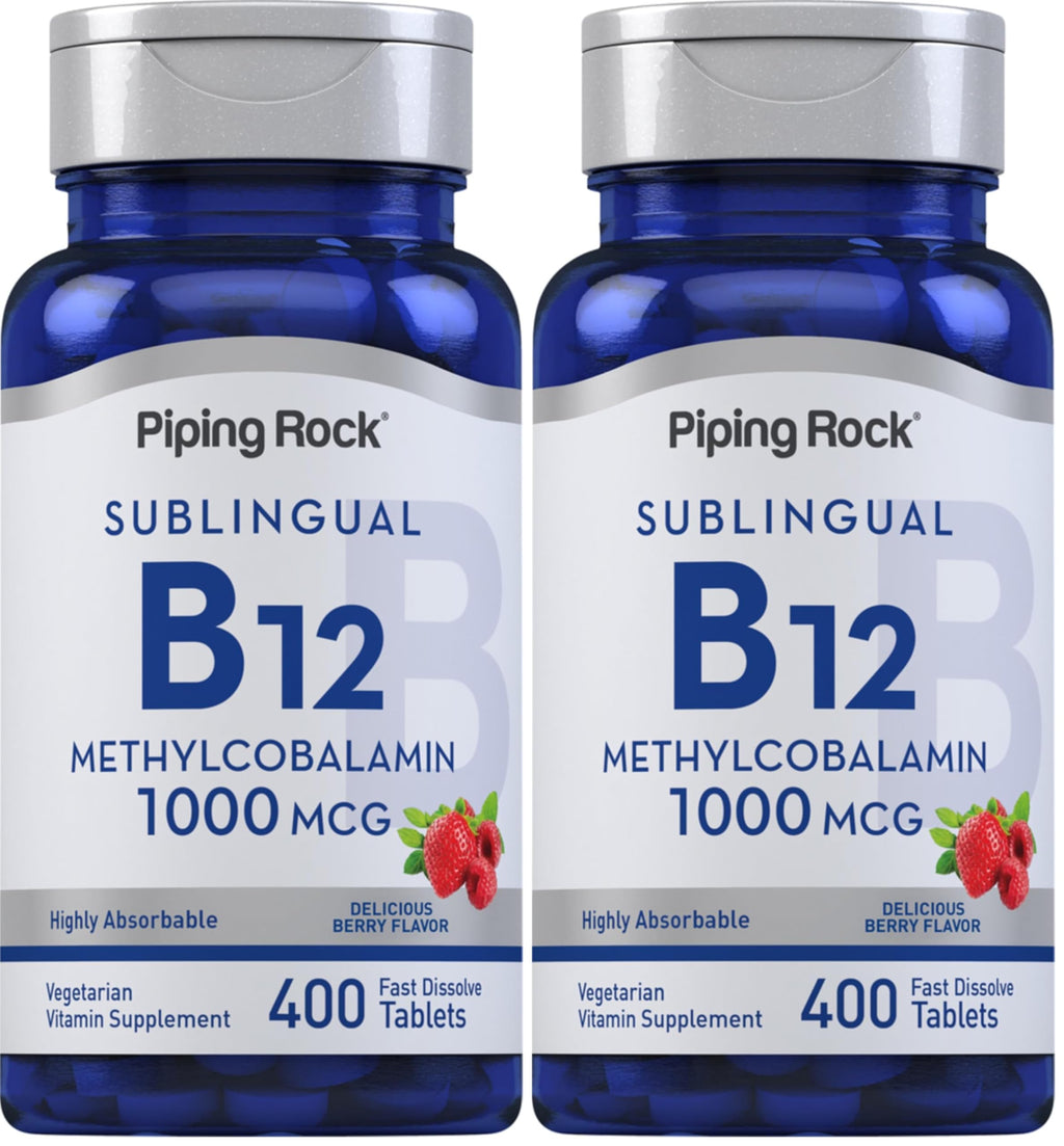 Piping Rock Vitamin B12 Sublingual Tablets 1000 mcg – Berry, 400 Pills (Pack of 2)