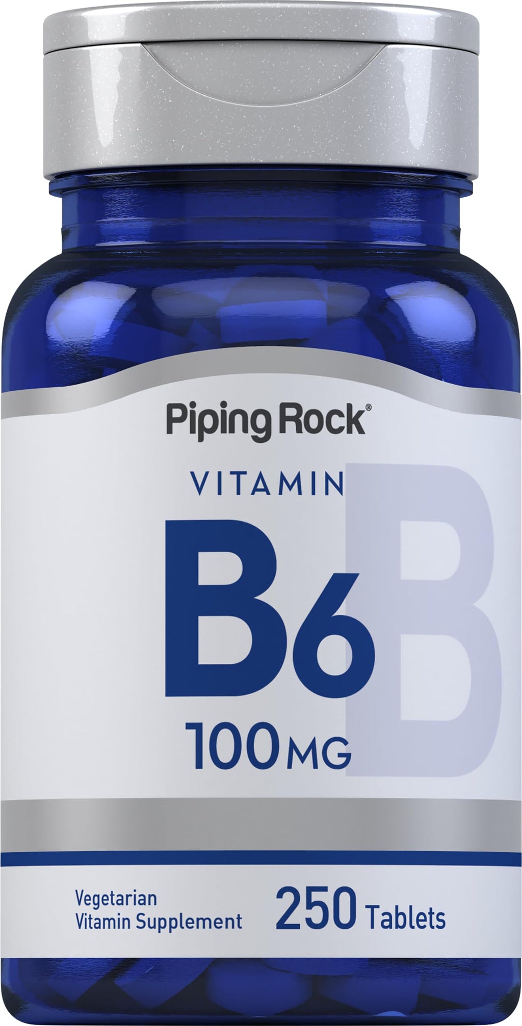 Piping Rock Vitamin B-6 100mg Supplement | 250 Tablets | as Pyridoxine Hydrochloride | Non-GMO & Vegetarian Formula
