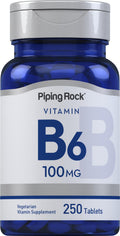 Piping Rock Vitamin B-6 100mg Supplement | 250 Tablets | as Pyridoxine Hydrochloride | Non-GMO & Vegetarian Formula