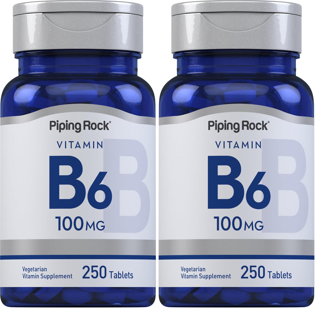 Piping Rock Vitamin B-6 100mg Supplement – 250 Tablets – Pyridoxine Hydrochloride – Non-GMO & Vegetarian (Pack of 2)