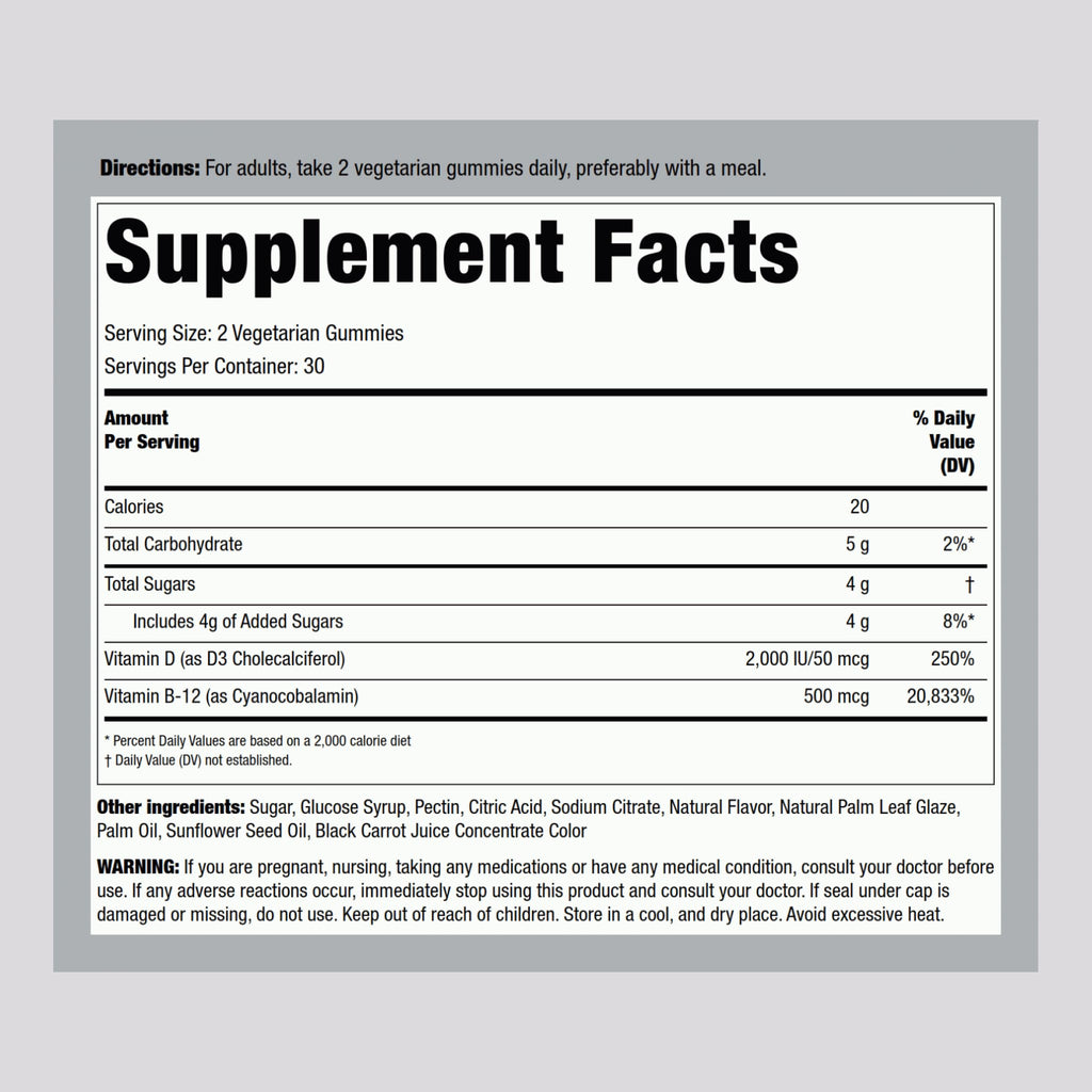 Piping Rock Vitamin D3 & B12 Gummies – 60 Count (Pack of 2) | High Potency, Strawberry Flavor, Vegetarian, Non-GMO, Gluten Free