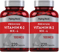 Piping Rock Vitamin K2 MK4 Supplement 100 mcg - 220 Capsules Pack of 2 | Non-GMO & Gluten Free