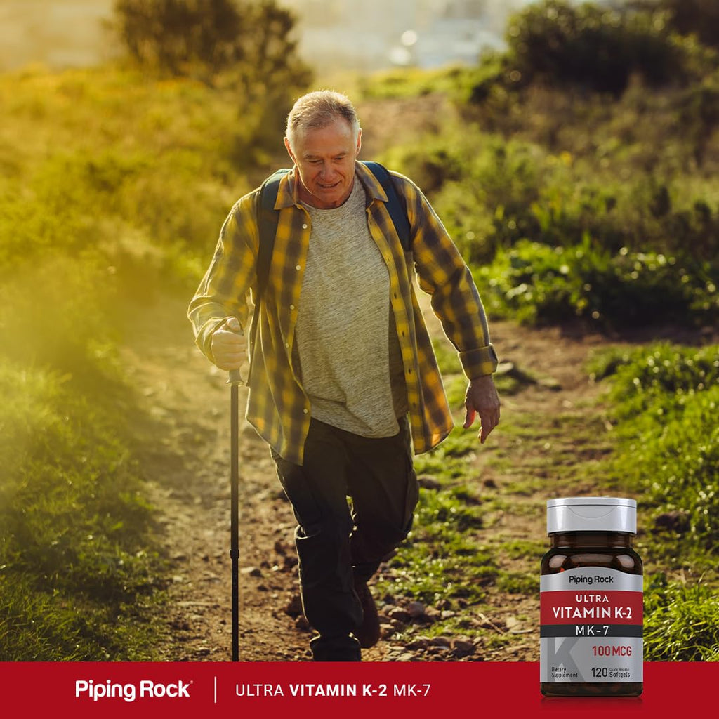 Piping Rock Vitamin K2 MK7 100 mcg - 120 Softgels (Pack of 2) | Non-GMO Gluten Free