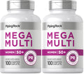 Piping Rock Women's Multivitamin 50+ (Pack of 2) – 100 Coated Caplets | Non-GMO, Gluten Free