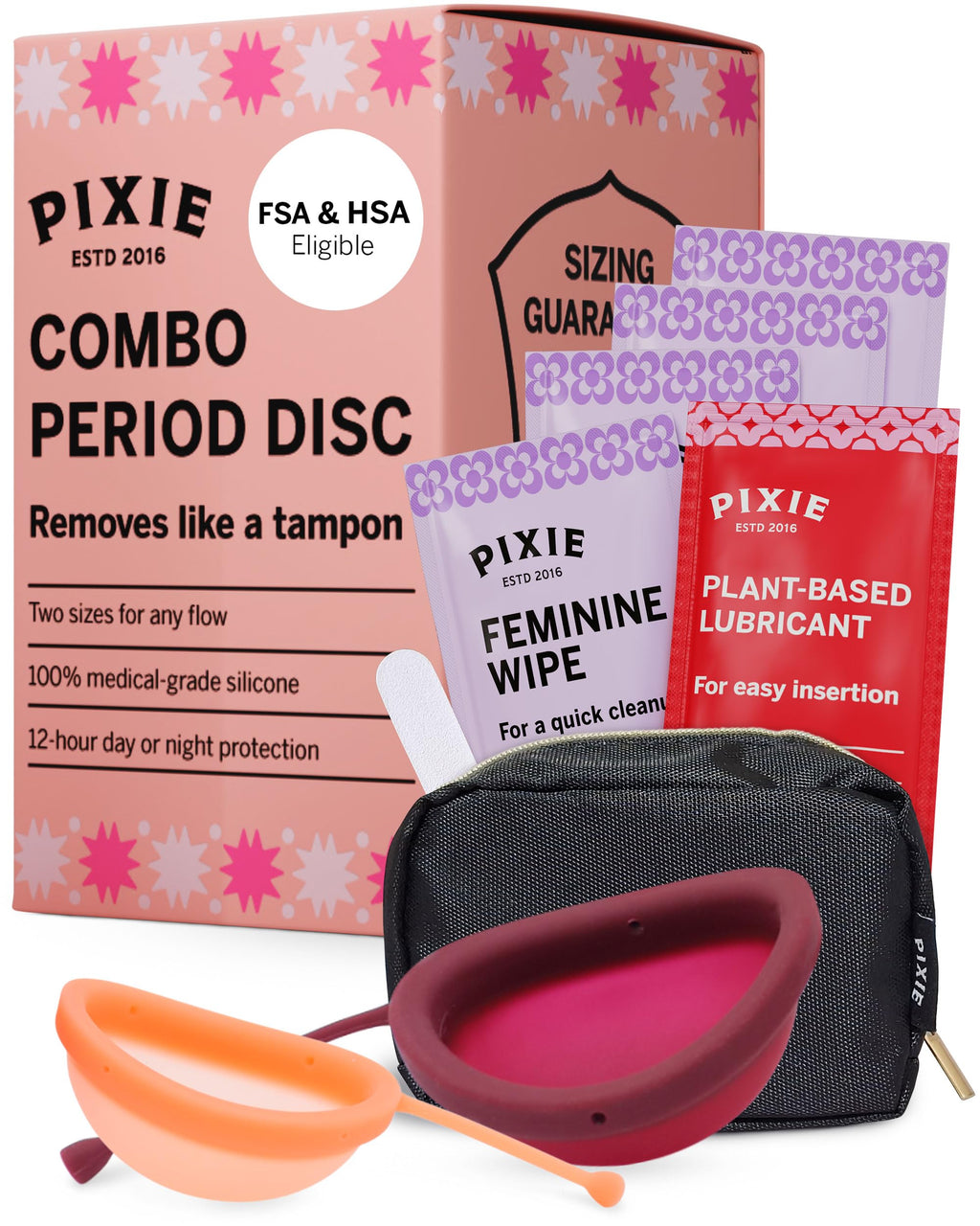 Pixie 2 Menstrual Discs by Pixie Cup — Softest Reusable Period Disc (12h Wear, 5 & 7 Tampon Capacity)
