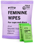 Pixie Cup Feminine Wipes – Flushable, Biodegradable, pH-Balanced, Unscented