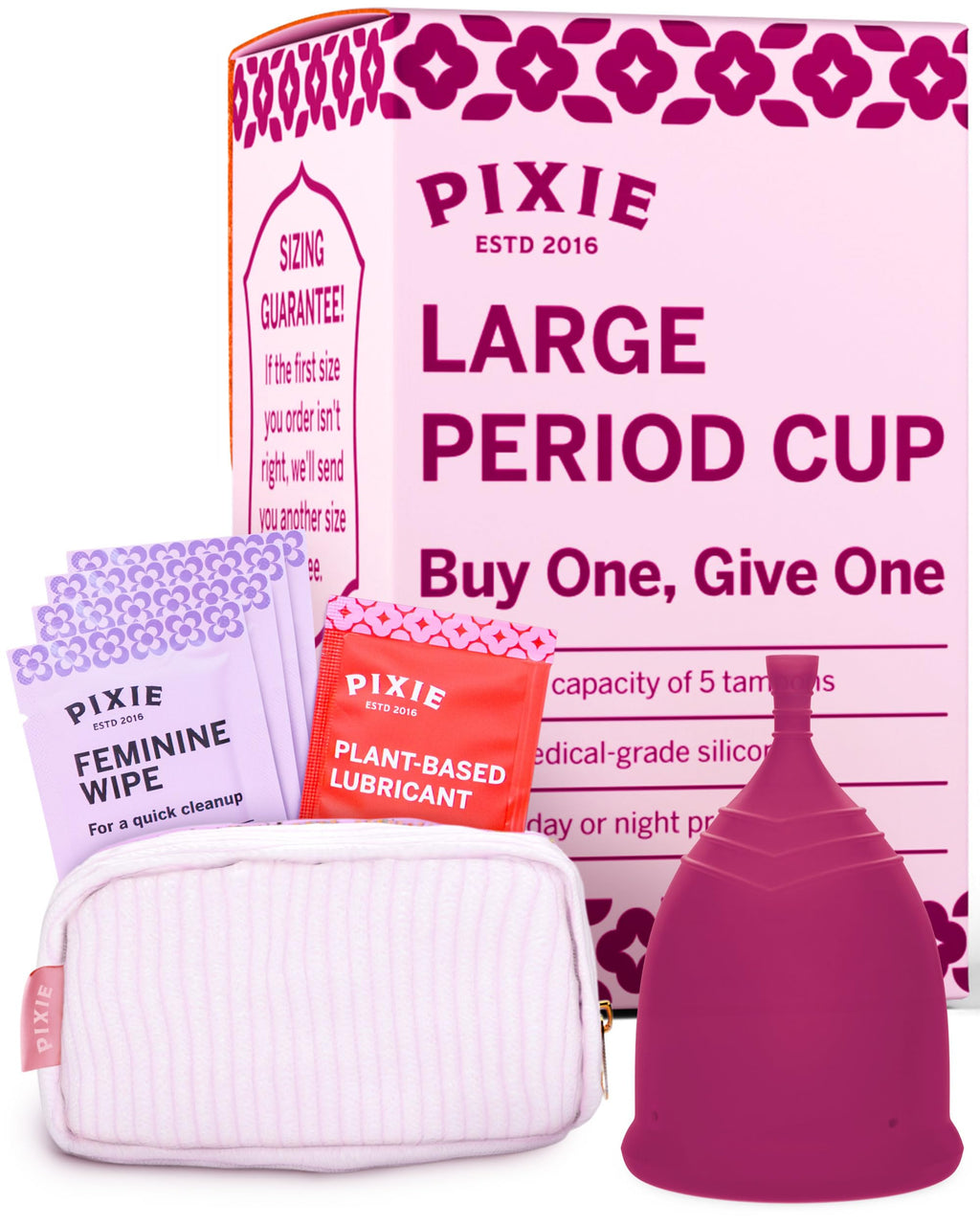 Pixie Cup Plum Large - Soft, Safe Reusable Menstrual Cup | 100% Medical-Grade Silicone, #1 Tampon Alternative