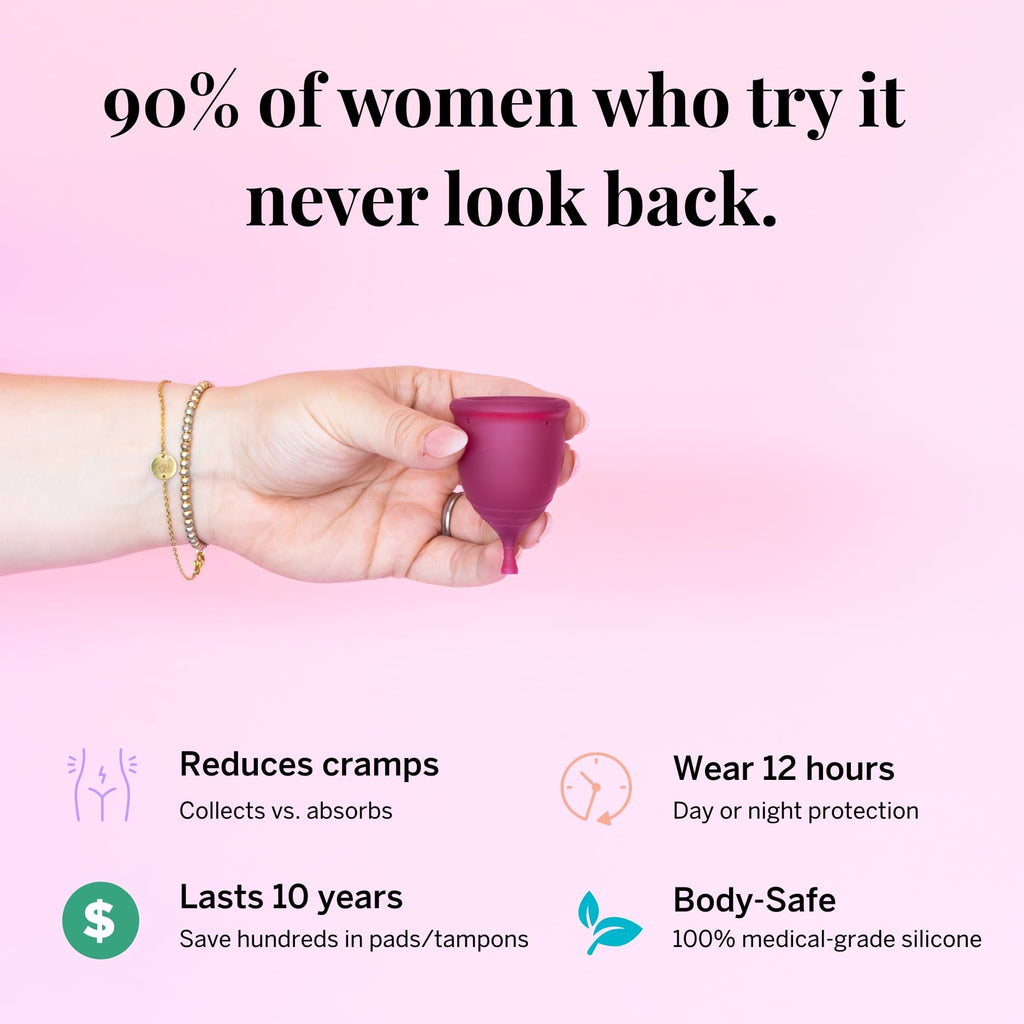 Pixie Cup Plum Large - Soft, Safe Reusable Menstrual Cup | 100% Medical-Grade Silicone, #1 Tampon Alternative