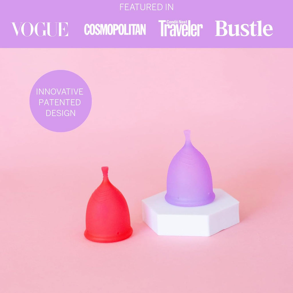 Pixie Cup - Soft Safe Reusable Menstrual Cup 100% Medical-Grade Silicone | Buy One Give One (Purple, Large)