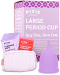 Pixie Cup - Soft Safe Reusable Menstrual Cup 100% Medical-Grade Silicone | Buy One Give One (Purple, Large)