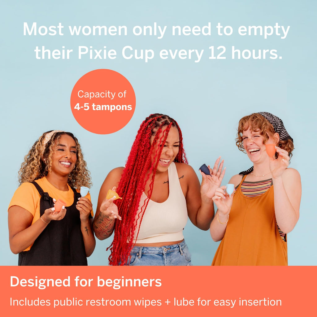2 Pixie Menstrual Cups – 100% Medical-Grade Silicone, No Metals or Toxins | 12-Hour Wear | Buy One Give One (Combo)