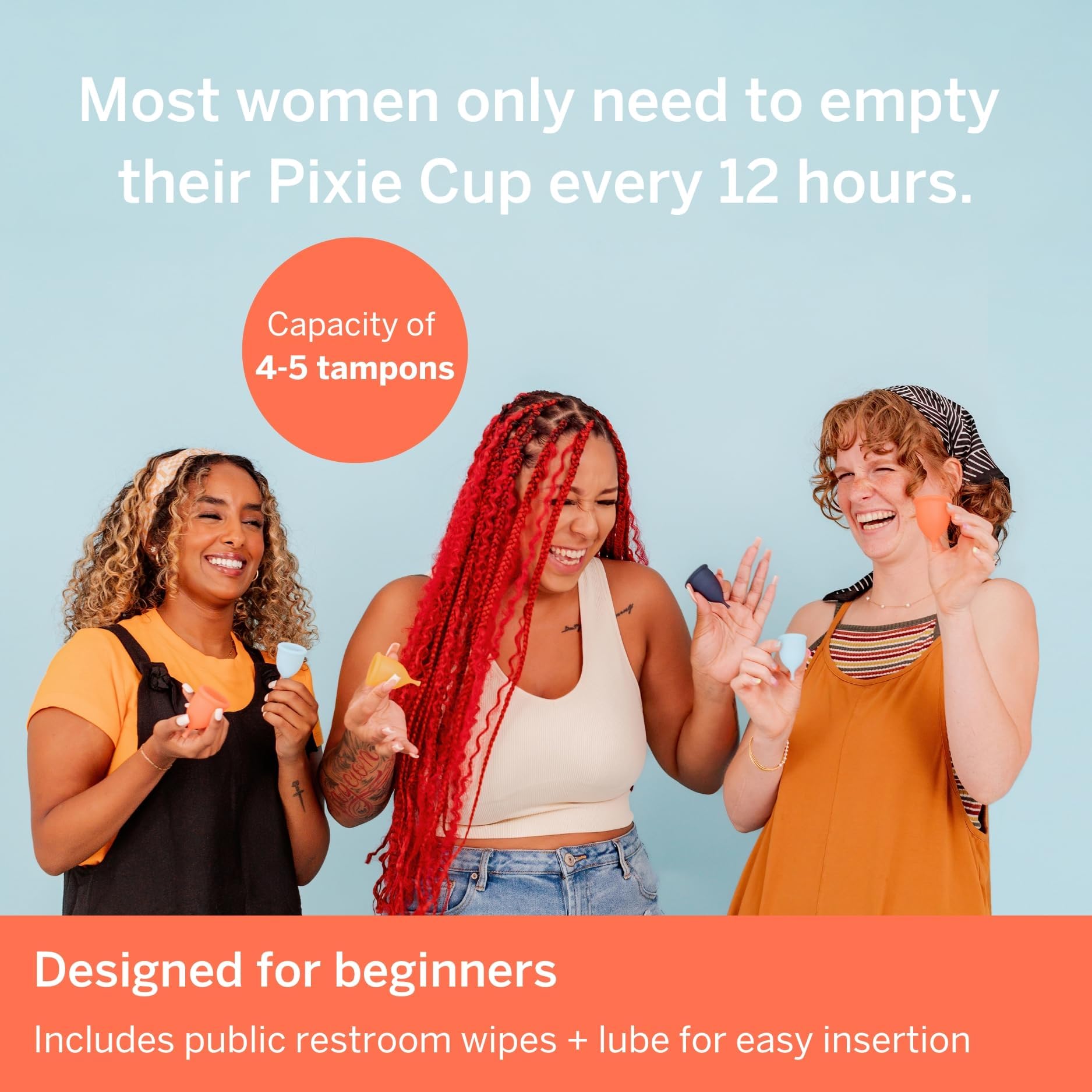 2 Pixie Menstrual Cups – 100% Medical-Grade Silicone, No Metals or Toxins | 12-Hour Wear | Buy One Give One (Combo)