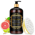 Pjordo Anti Cellulite Massage Oil Kit – Collagen, Stem Cells & Massager for Skin Tightening