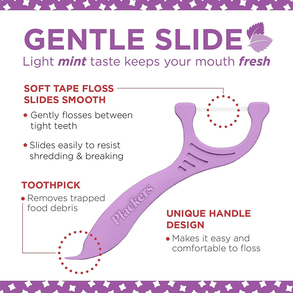 PLACKERS Gentleslide Dentla Flossers for Tight Teeth – 90 ea (Pack of 2)