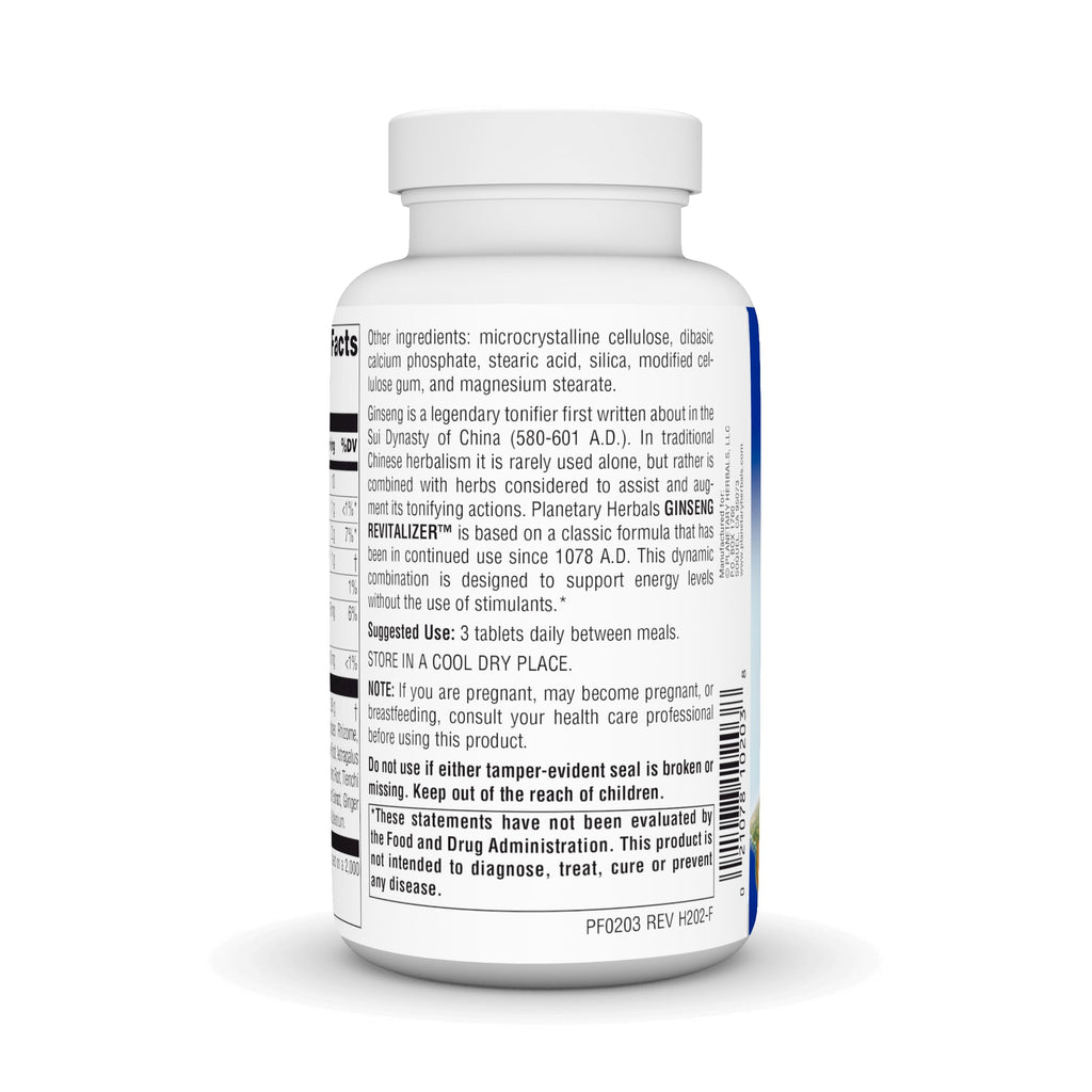 Planetary Herbals Ginseng Revitalizer 964 mg — 180 Tablets | Non-Stimulant Energy Tonic