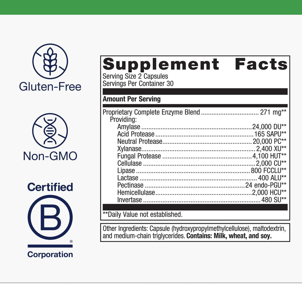 Metagenics SpectraZyme Enzyme Complex – Plant-Based Digestive Enzymes (Gluten-Free, Vegan) – 60 Capsules