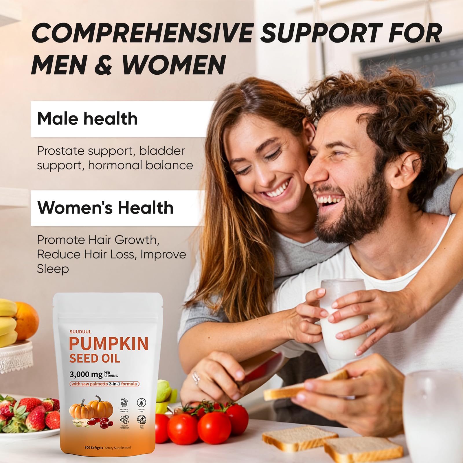 Pumpkin Seed Oil Capsules 300 Softgels | Hair Growth & Hormonal Balance