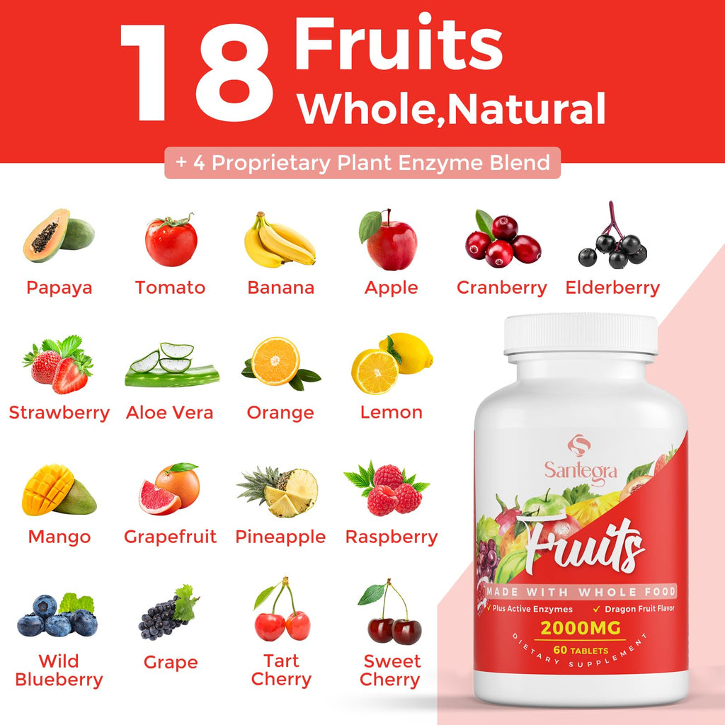 2000 MG Fruit & Veggies Supplement, 240 Tablets – 35+ Fruits & Veggies