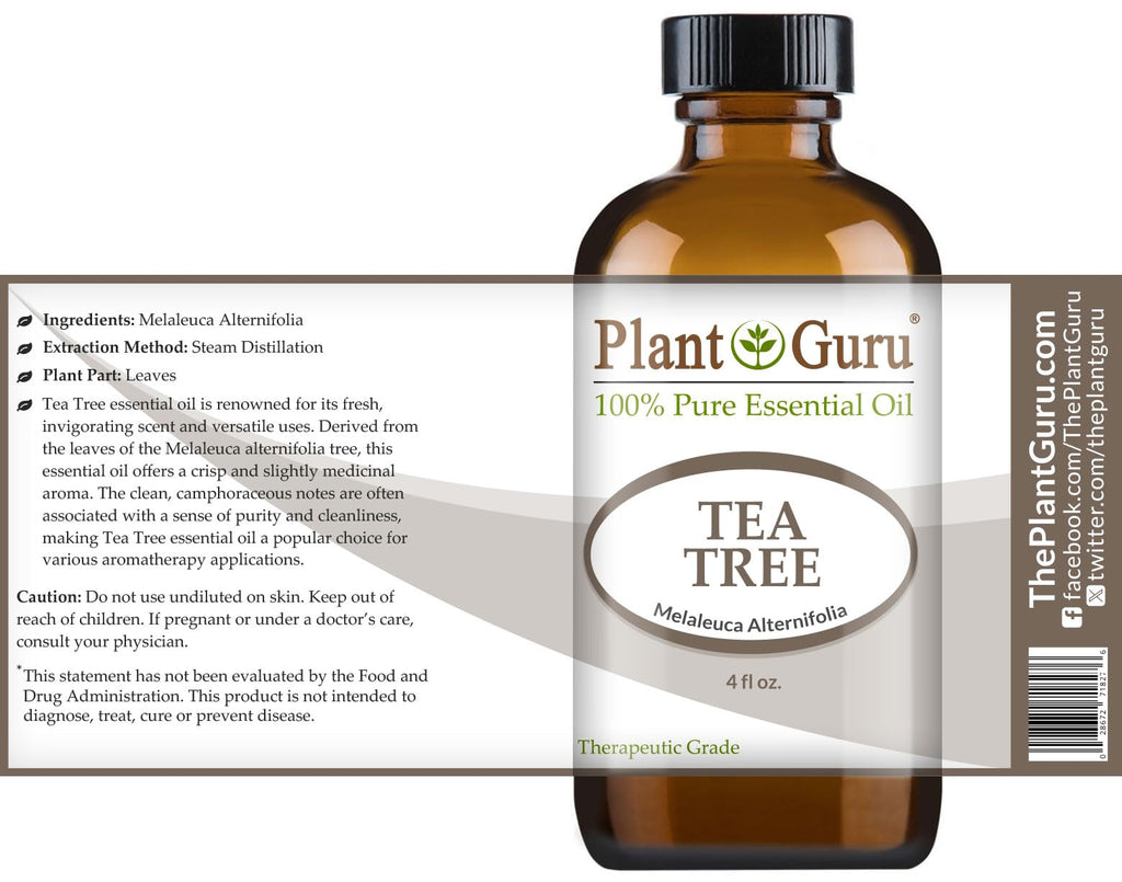 Plant Guru Tea Tree Essential Oil 4 oz – 100% Pure Therapeutic Grade (Pack of 2)