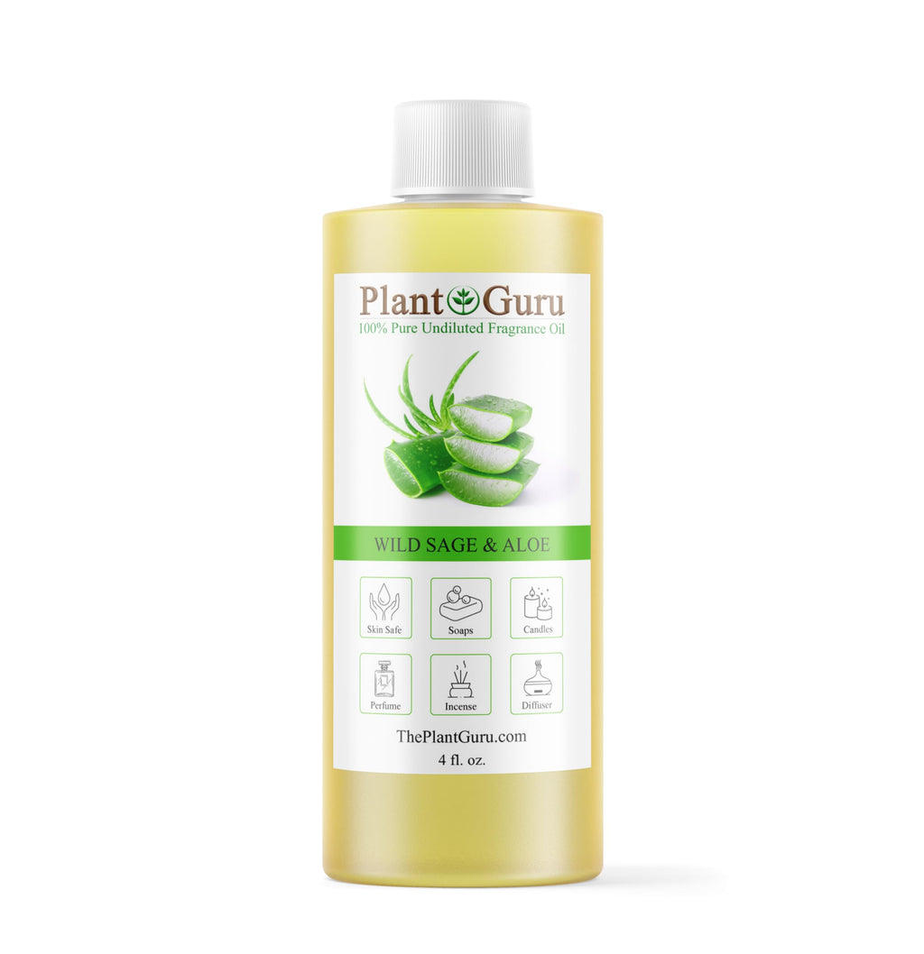 Plant Guru Wild Sage & Aloe Fragrance Oil – 4 fl oz for DIY Soap, Candles