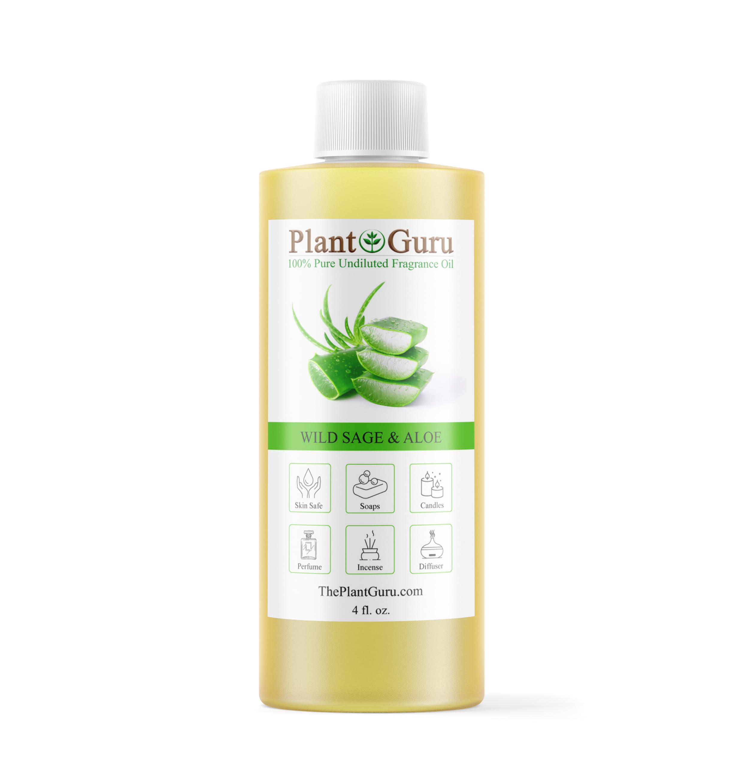 Plant Guru Wild Sage & Aloe Fragrance Oil – 4 fl oz for DIY Soap, Candles