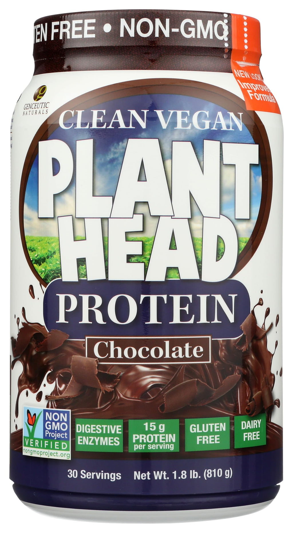 Genceutic Naturals Plant Head Protein – Chocolate, 1.8 Pounds