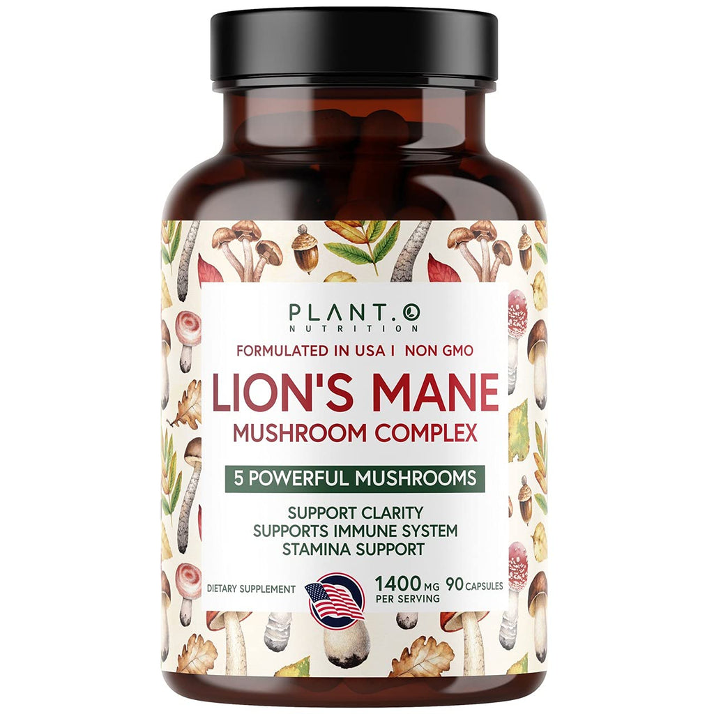 Plant.O Premium Lion's Mane 5-Mushroom Complex - Brain Support, Immunity & Focus - 90 Caps