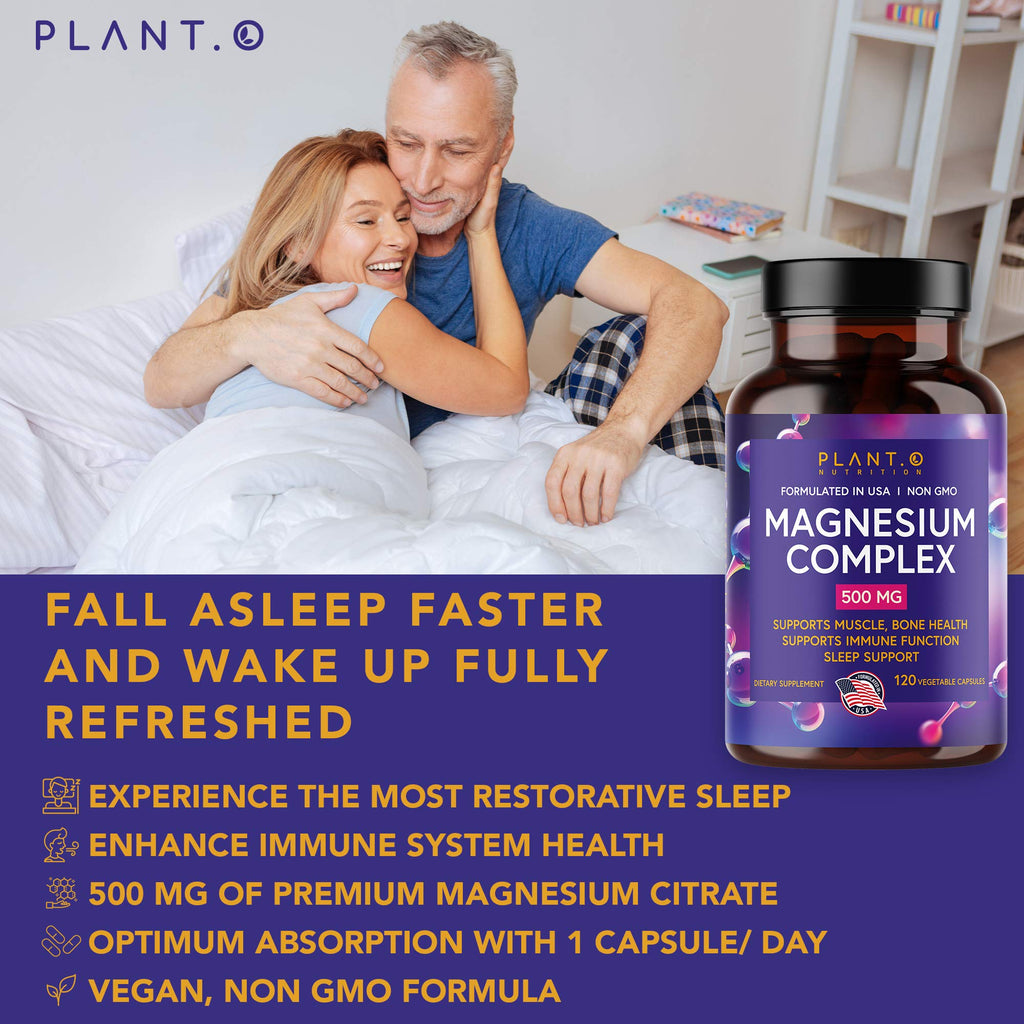 Plant.O Magnesium 500mg | Vegan Oxide & Citrate | Sleep & Energy | 120 Veggie Capsules