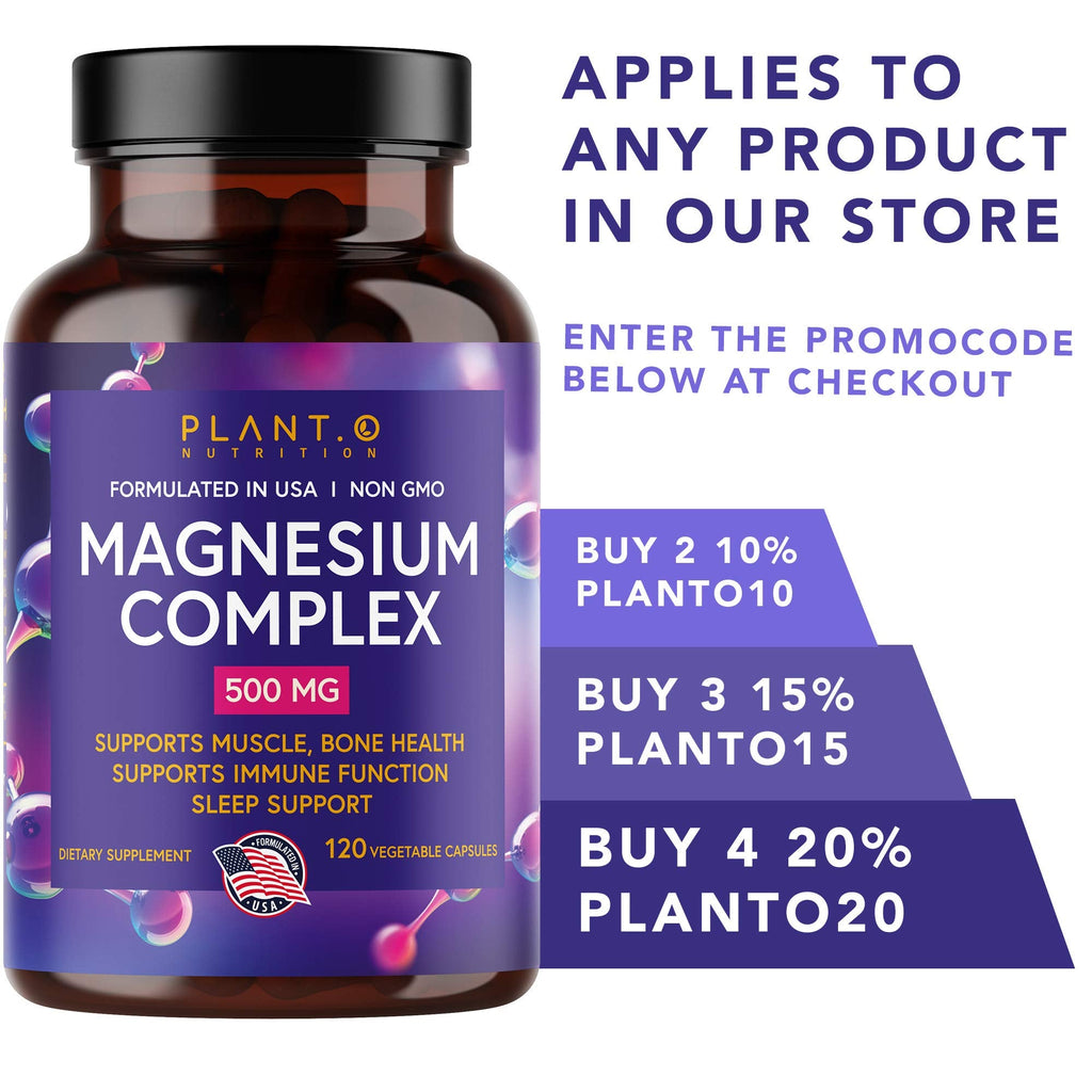 Plant.O Magnesium 500mg | Vegan Oxide & Citrate | Sleep & Energy | 120 Veggie Capsules