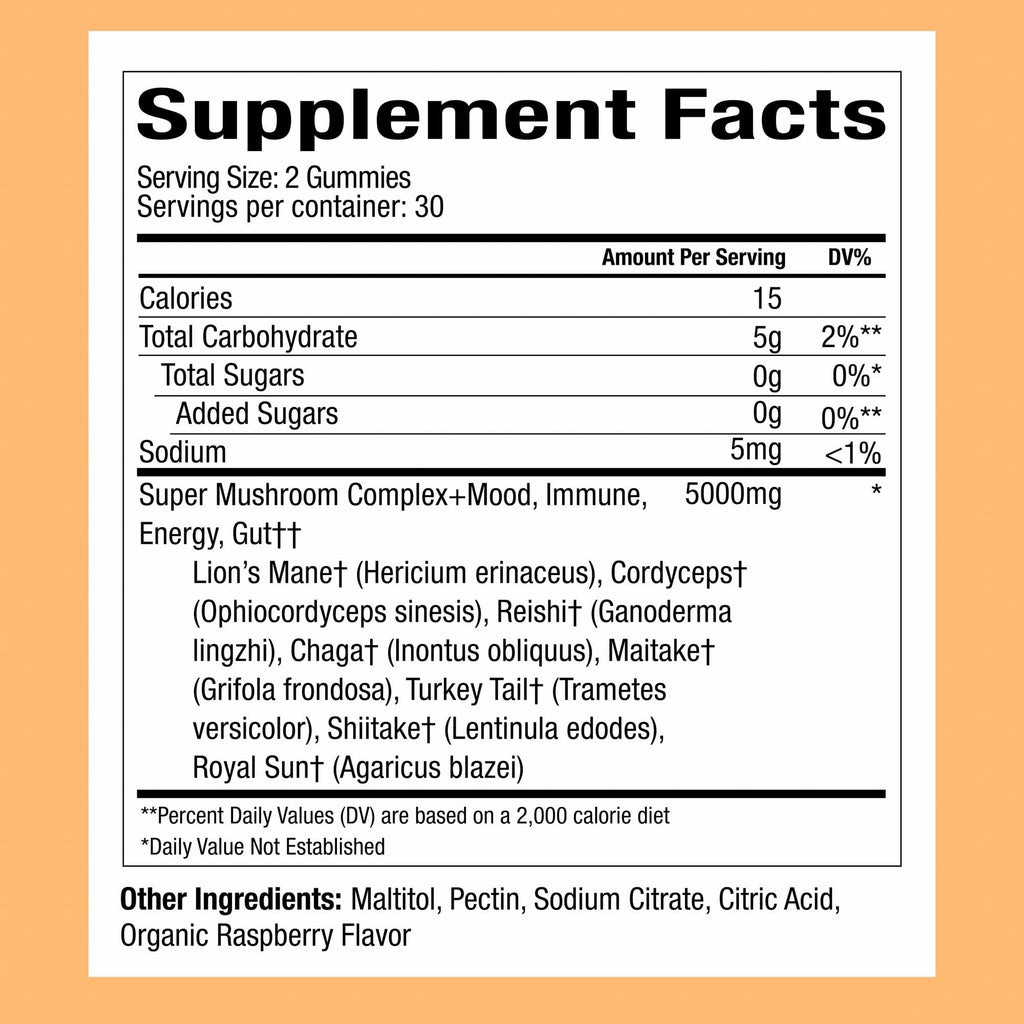 WonderDay Extra Strength Mushroom Gummies | Plant People – Sugar-Free, 60 Count