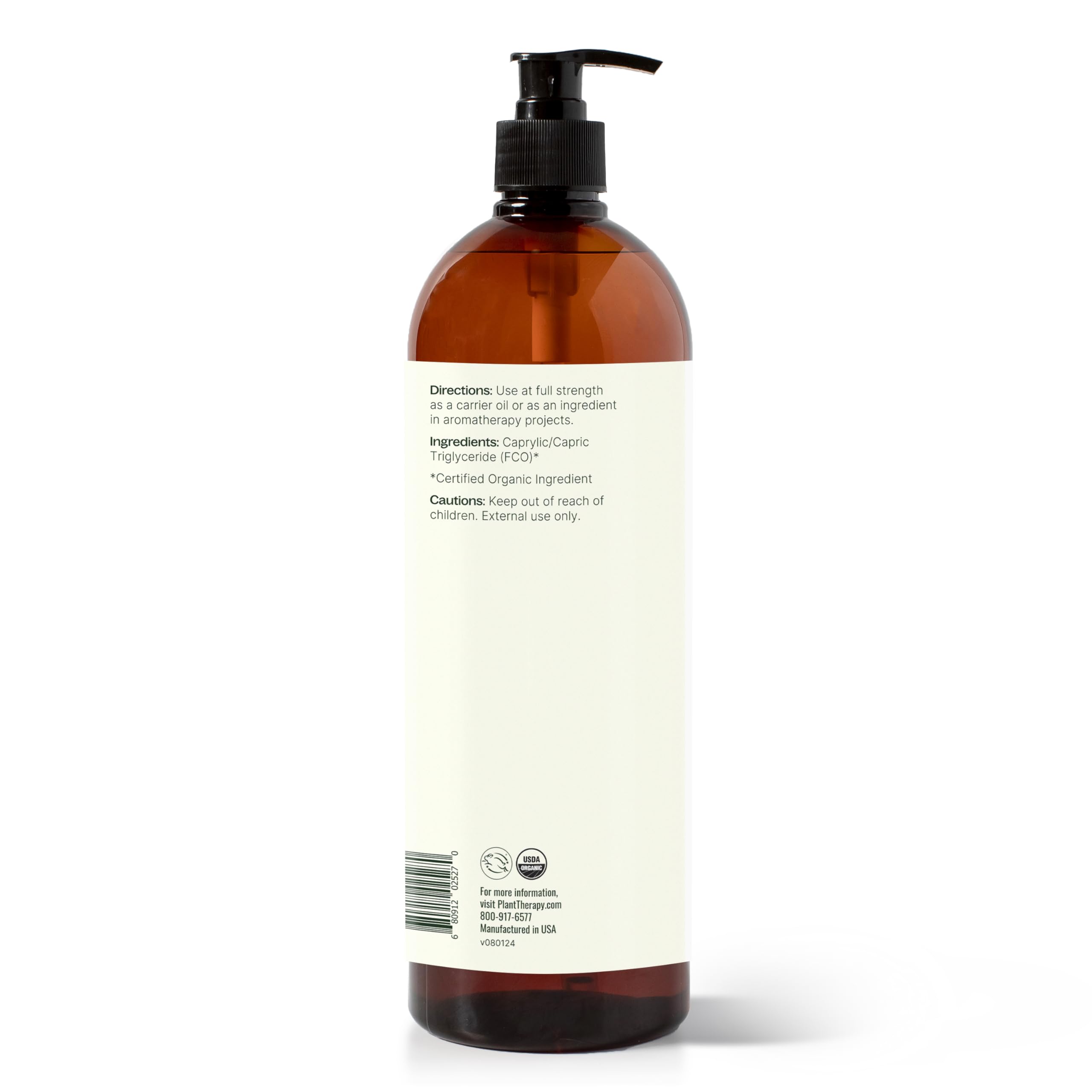Plant Therapy Organic Fractionated Coconut Oil 32 oz – Carrier Oil for Skin, Hair & Massage