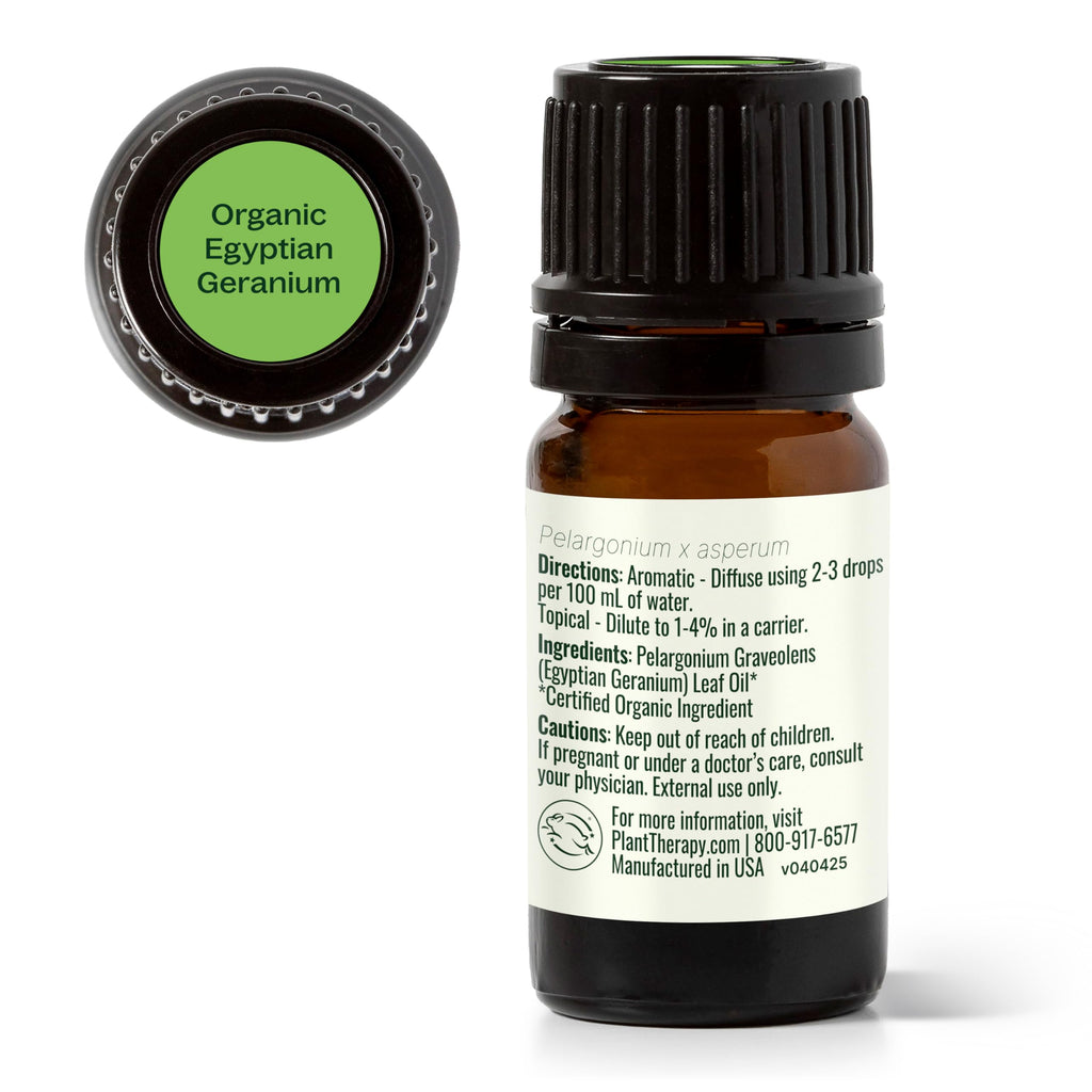 Plant Therapy Organic Egyptian Geranium Essential Oil - 100% Pure, USDA Certified Organic, 5 mL