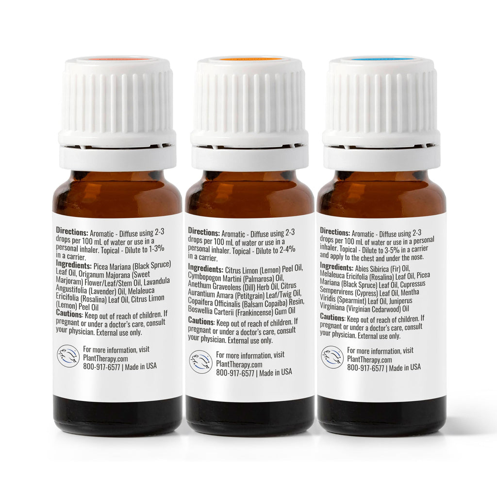 Plant Therapy KidSafe Feelin' Good Essential Oil Set – Germ Destroyer, Immune Boom & Sniffle Stopper 10 mL