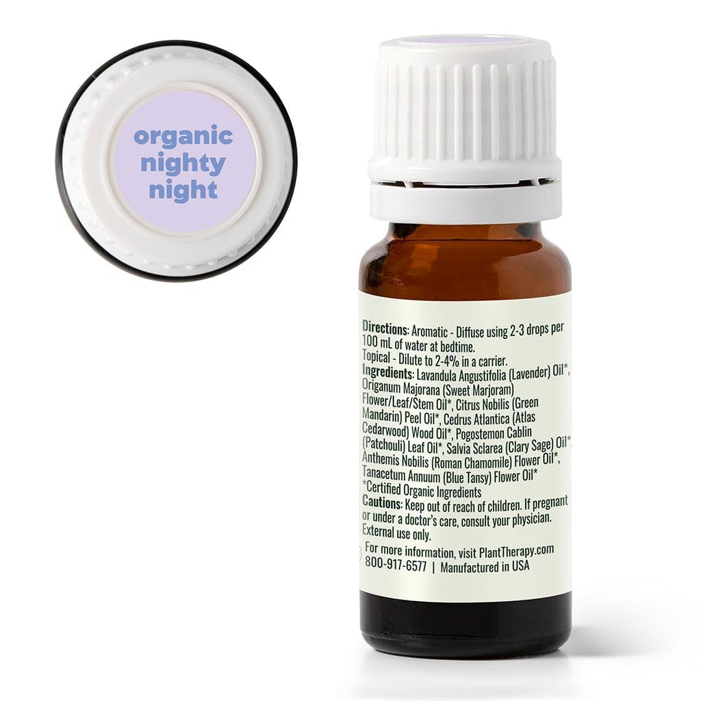 Plant Therapy KidSafe Organic Nighty Night Essential Oil Blend for Sleep 10 mL – 100% Pure, Undiluted, Therapeutic Grade
