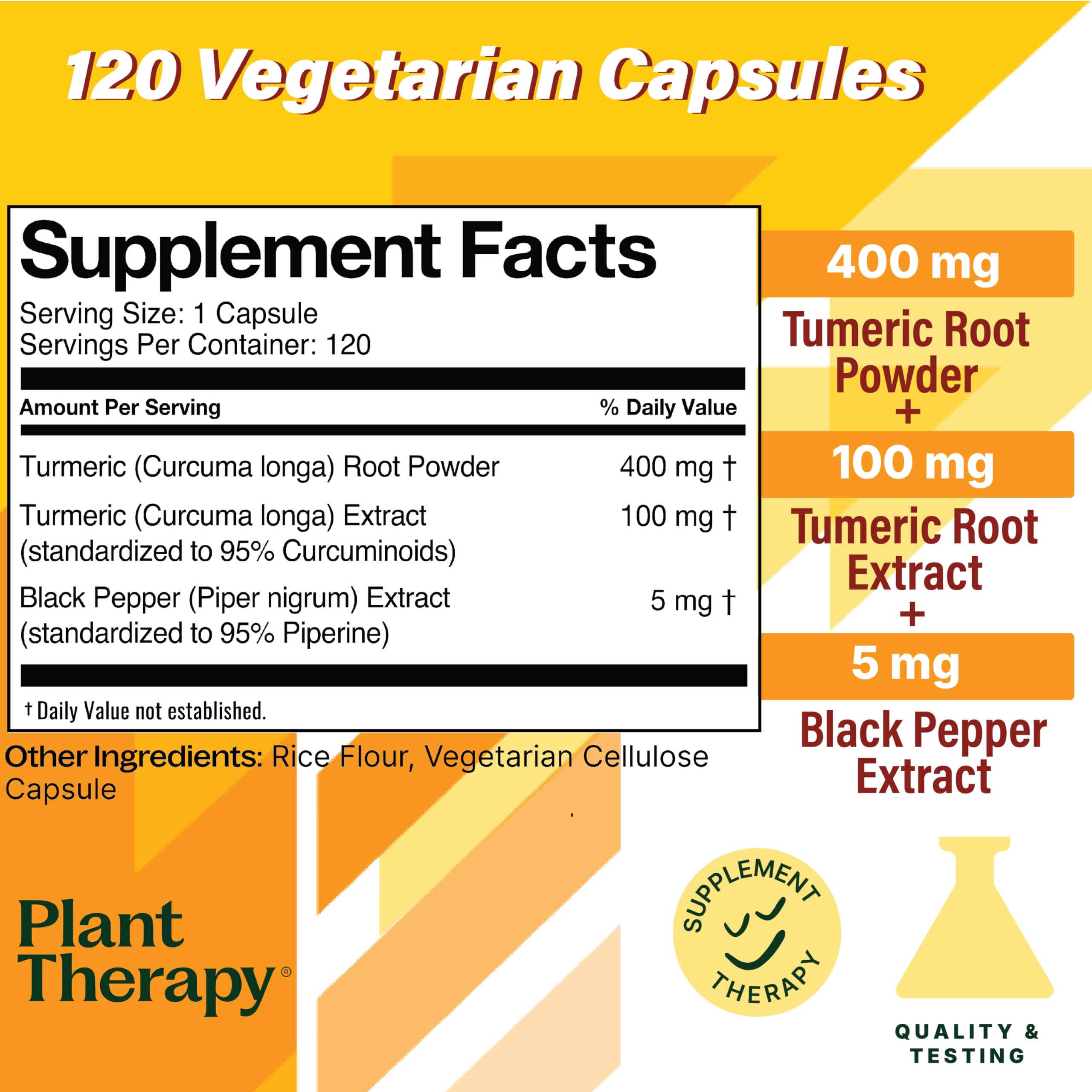 Plant Therapy Turmeric Black Pepper Capsules – USA Made, 4-Month Supply