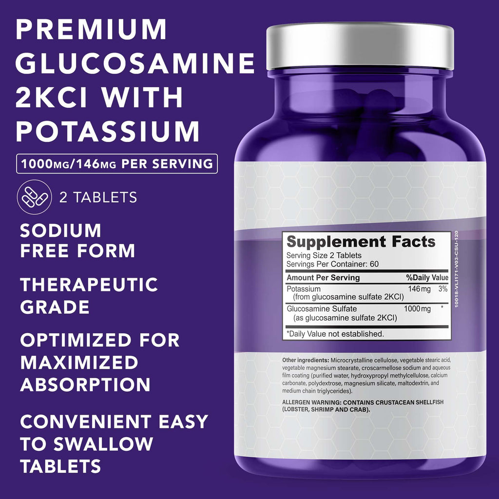 PLANT.O NUTRITION Glucosamine Sulfate with Potassium – Joint Support Supplement (120 Tablets)