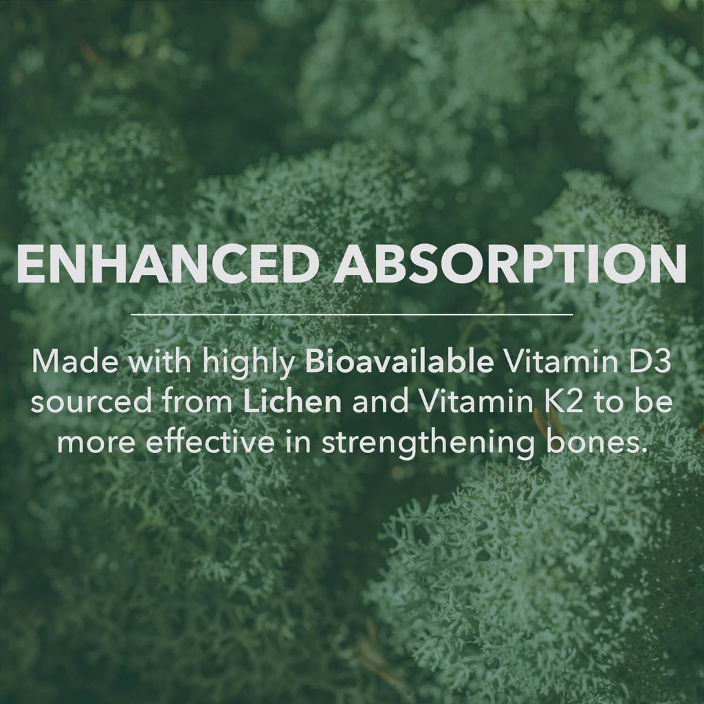 PlantFusion Organic Vegan Vitamin D3 + K2 5,000 IU | 60 Capsules | Immune Support & Bone Health