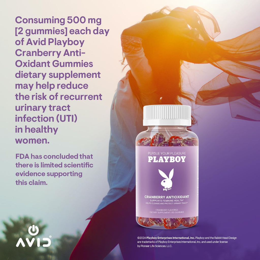Playboy Feminine Health Cranberry Gummies for Women – Antioxidant, Non-GMO, Vegan (60 Count)