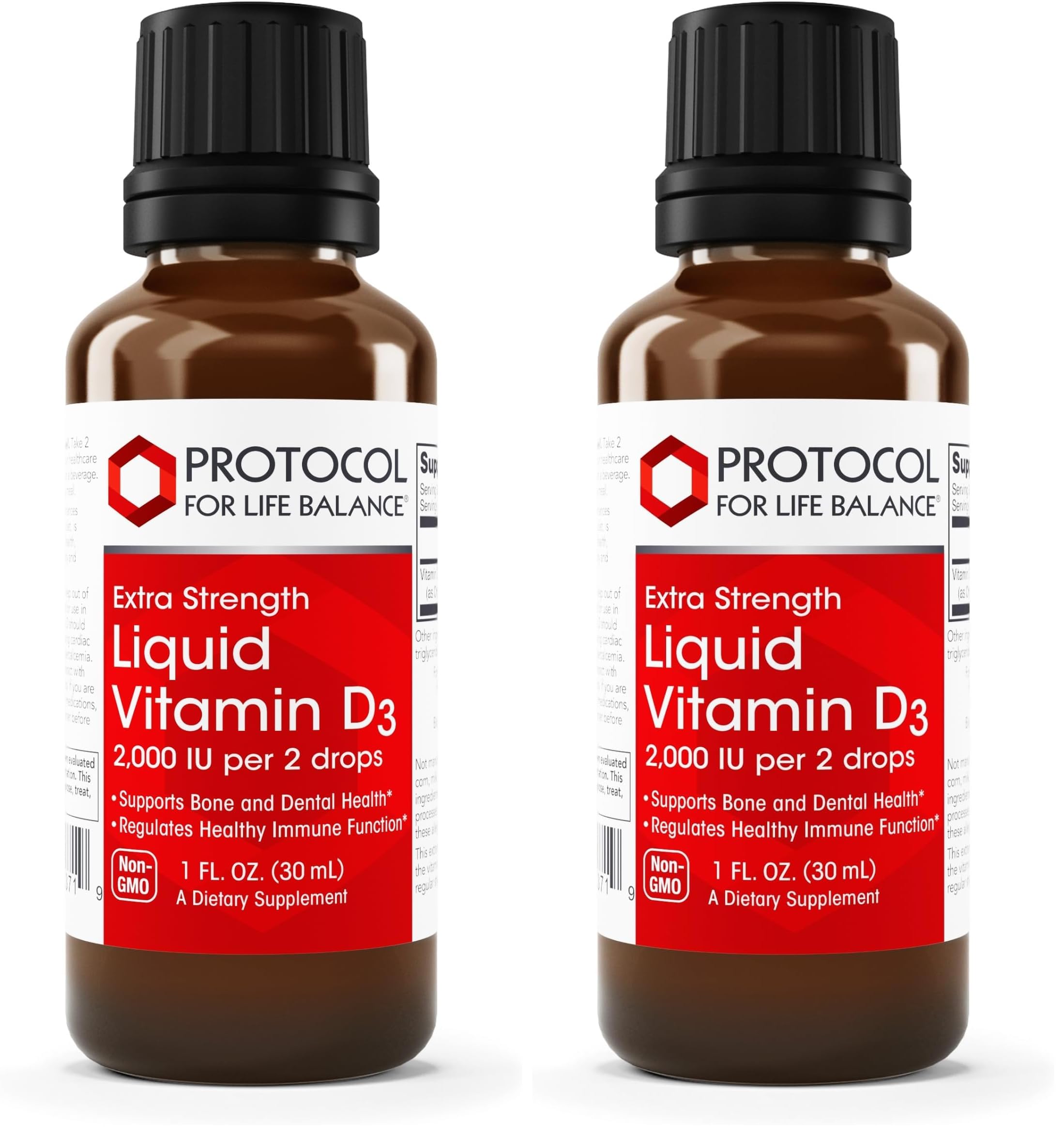 Protocol For Life Balance Liquid Vitamin D3 2000 IU - Immune Support, Bone & Teeth Health (Pack of 2)
