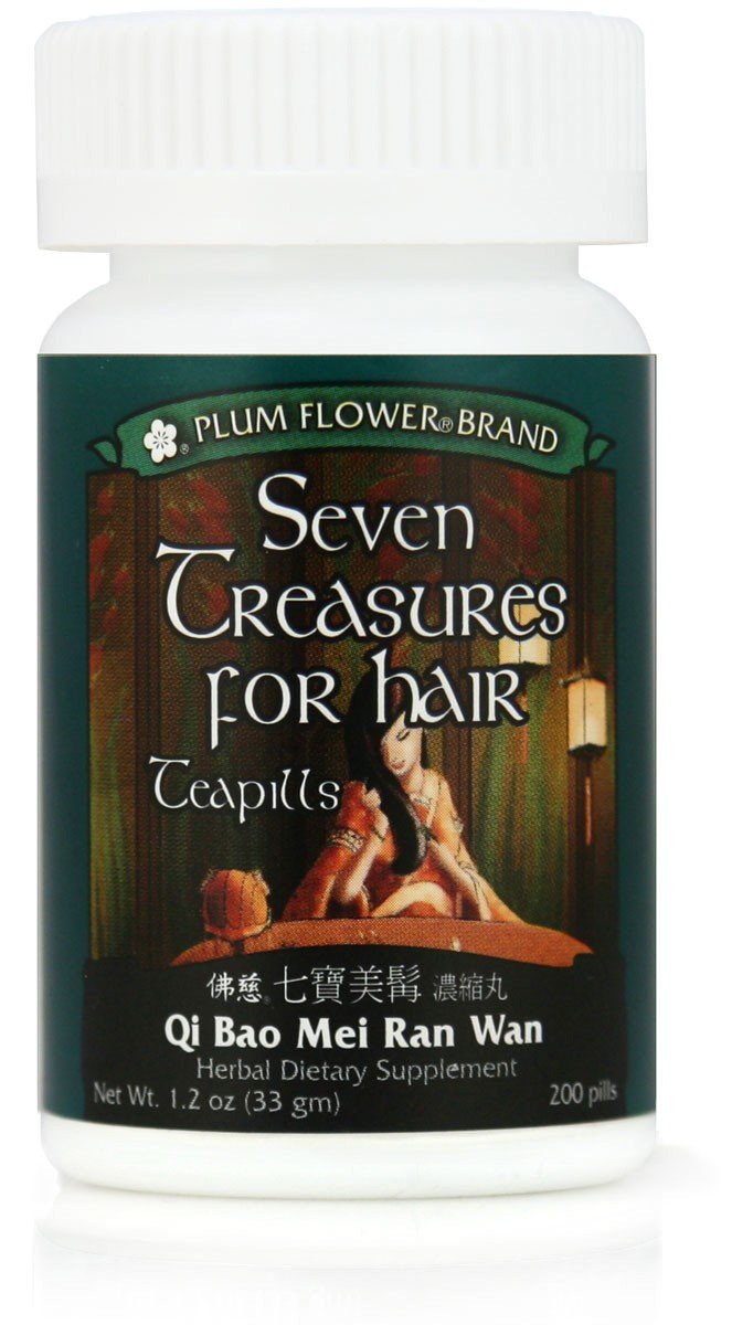 3 Pack of Seven Treasures for Hair Teapills, Qi Bao Mei Ran Wan, 3 x 200 Pills