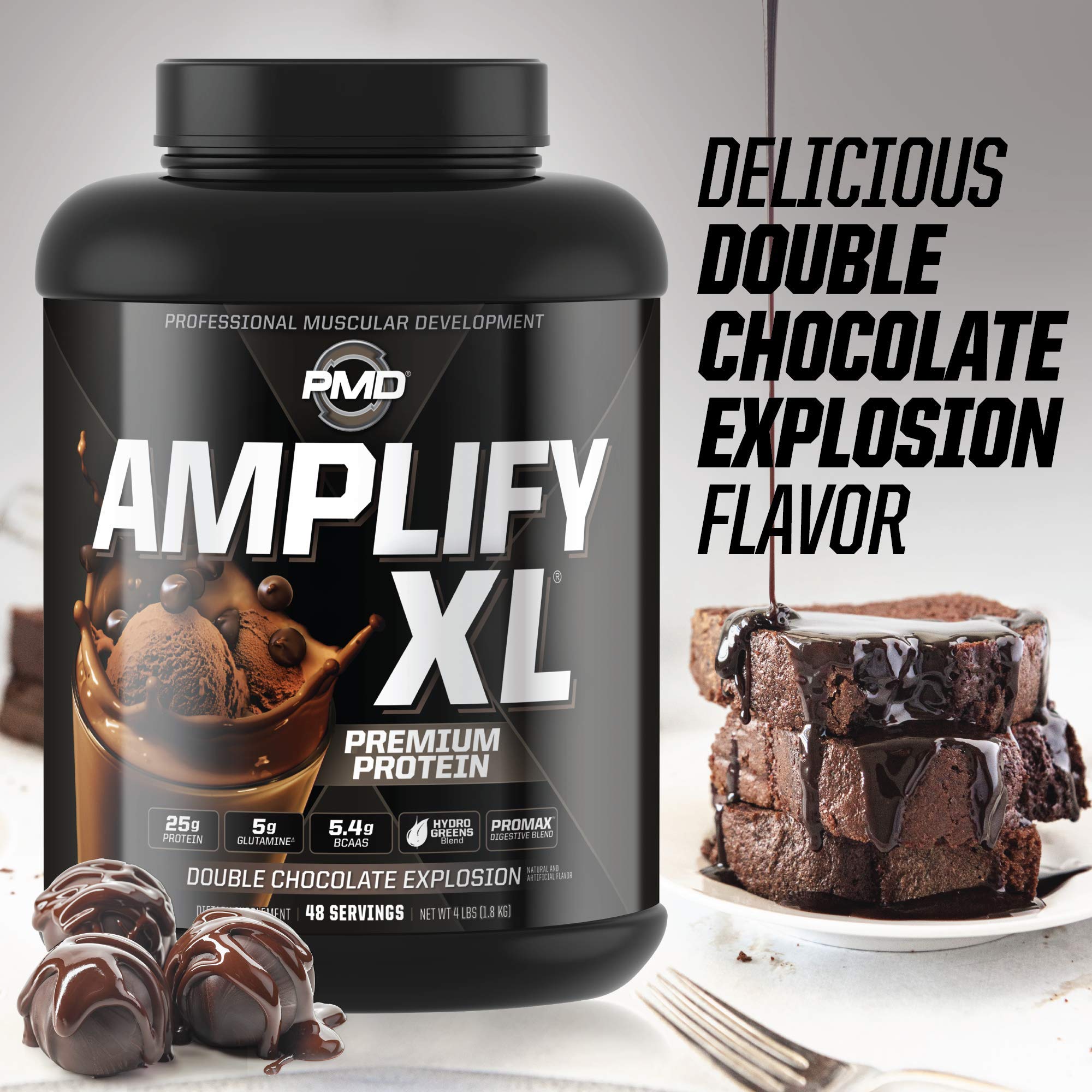 PMD Sports Amplify XL Premium Whey Protein + Greens Blend – 48 Servings