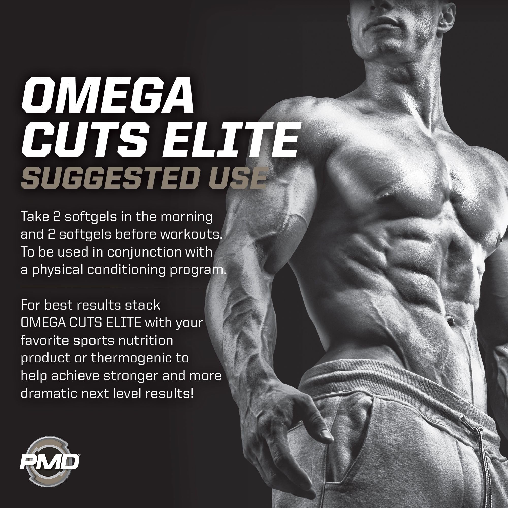 PMD Omega Cuts Elite – Fat Loss & Muscle Definition Formula (180 Softgels) – Stimulant Free