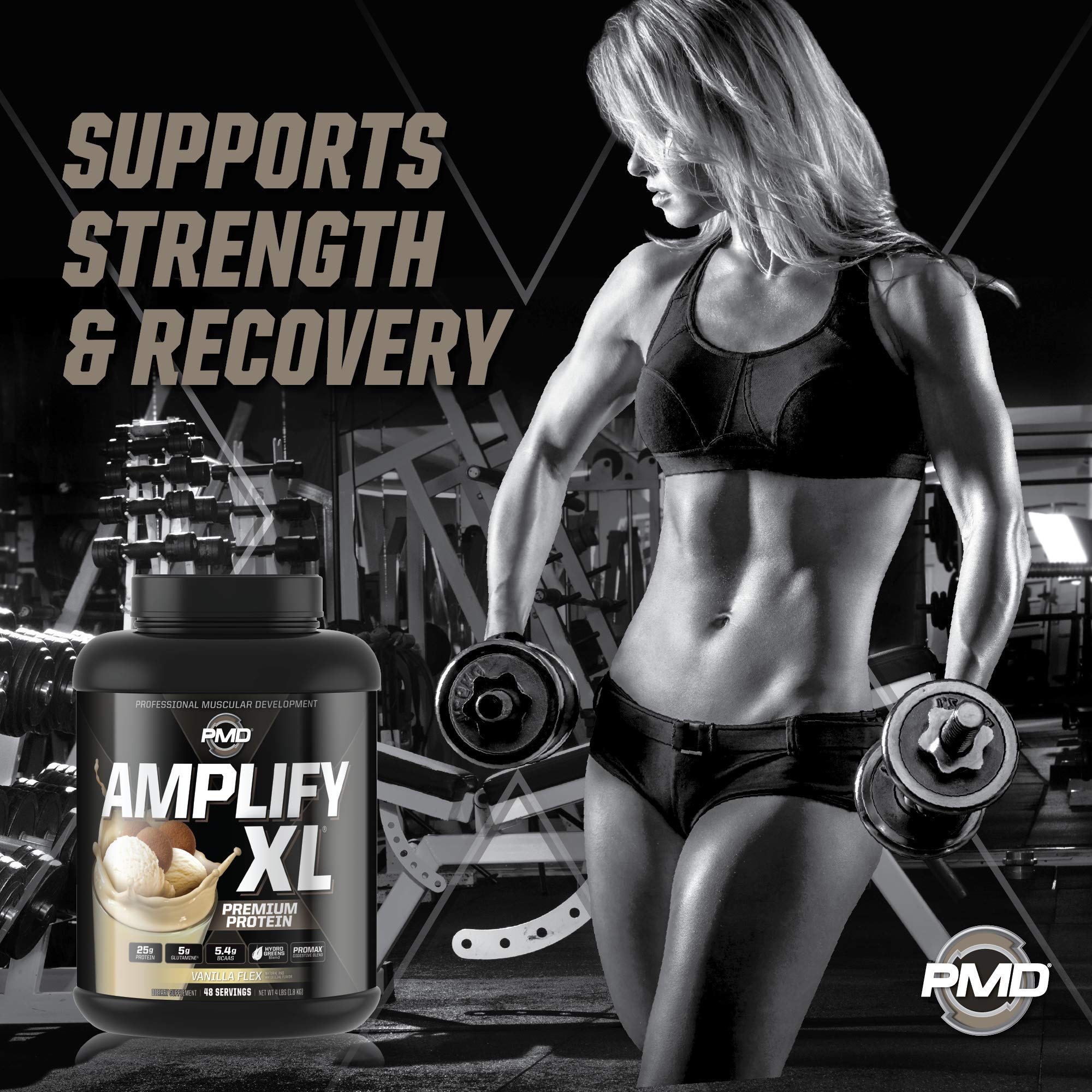 PMD Amplify XL Premium Whey Protein with Hydro Greens Blend – Vanilla Flex