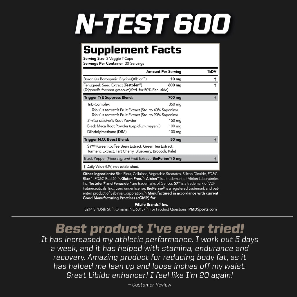 PMD N-Test 600: Advanced Nitric Oxide Booster for Men – 600mg Testofen