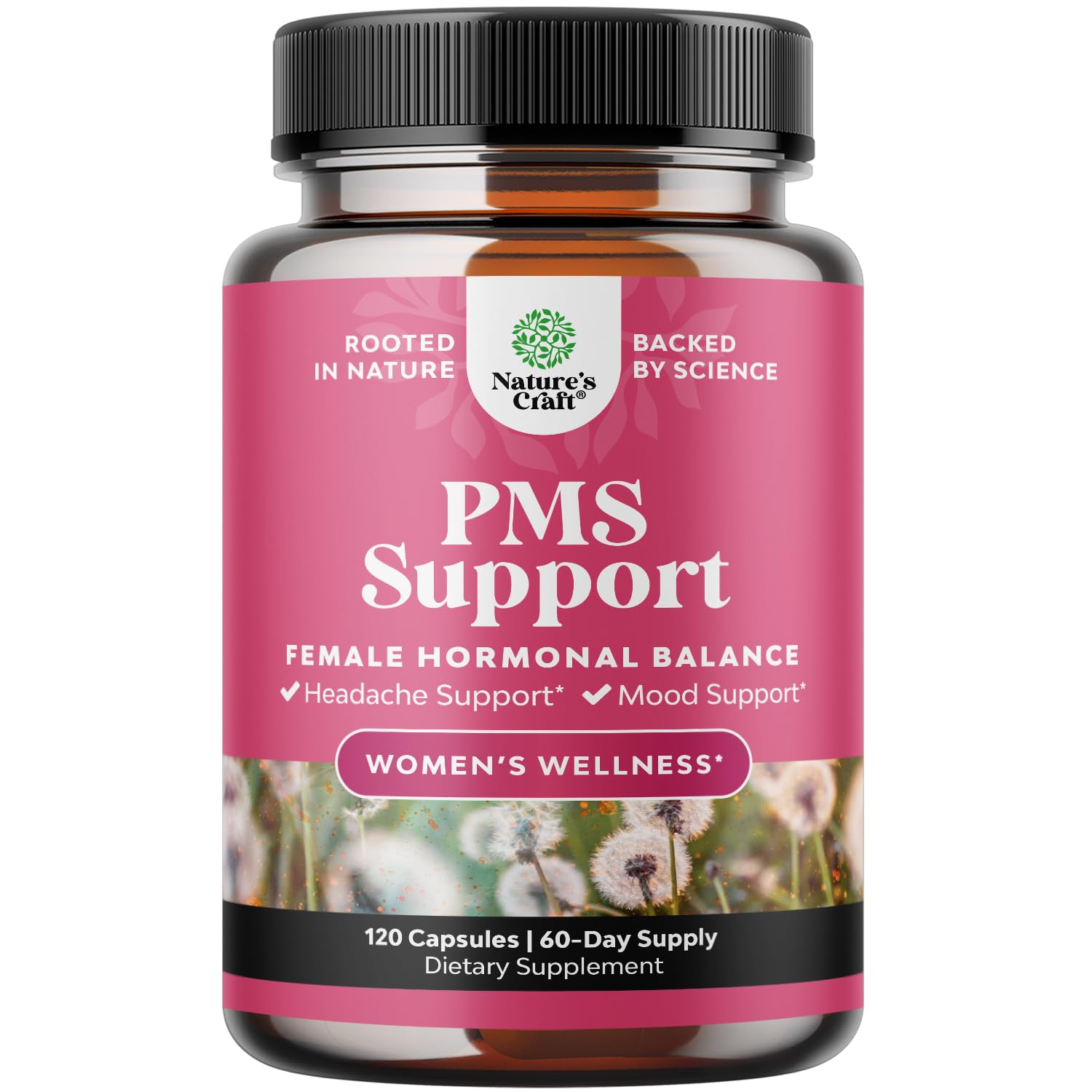 PMS Support for Women | Hormone Balance & Menstrual Comfort (DIM, Chasteberry, Black Cohosh, Ashwagandha) – 120 Ct
