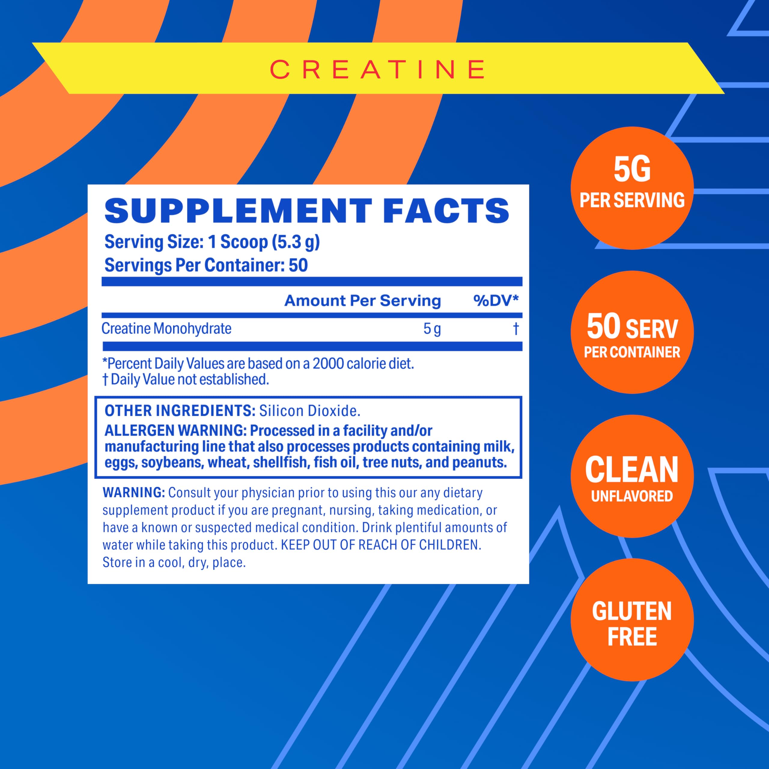 Podium Nutrition Solos Creatine Monohydrate – 50 Servings, Unflavored | Boost Athletic Performance