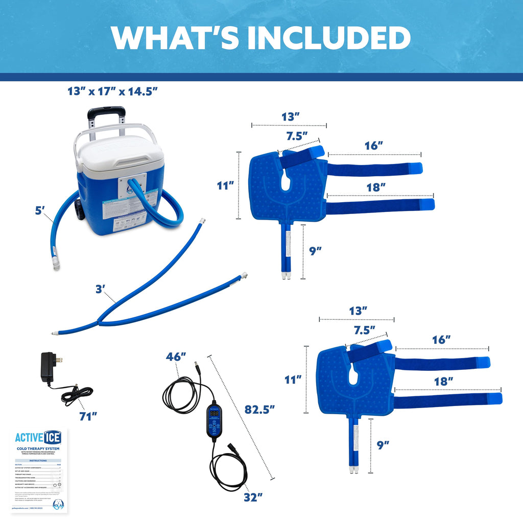 Polar Active Ice 3.0 Cold Therapy System — Programmable Timer, 16-Quart Reservoir, Knee Pads & Quiet Pump