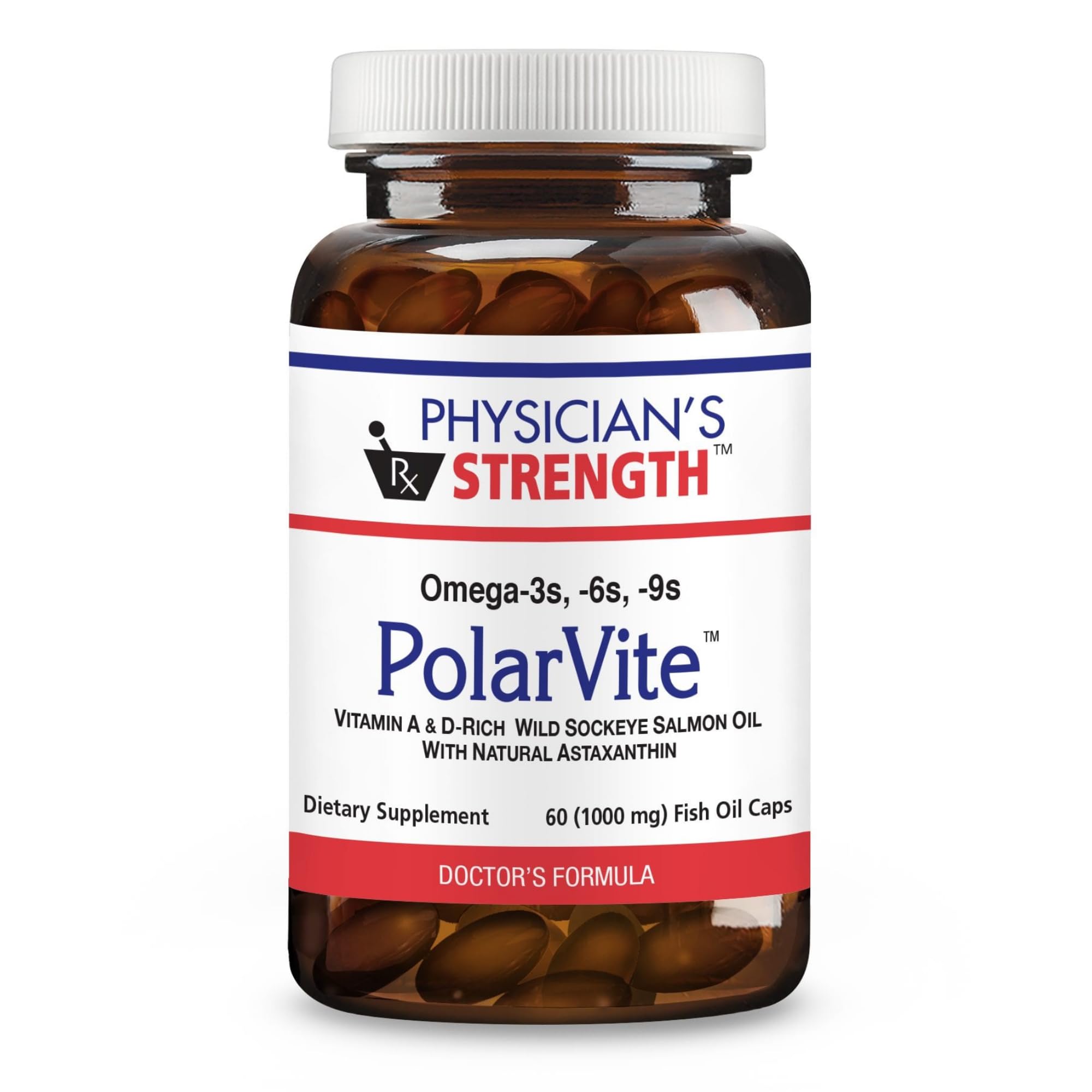 Physician's Strength PolarVite – 60 Gelcaps, Wild Sockeye Salmon with Astaxanthin, Vitamin A & D