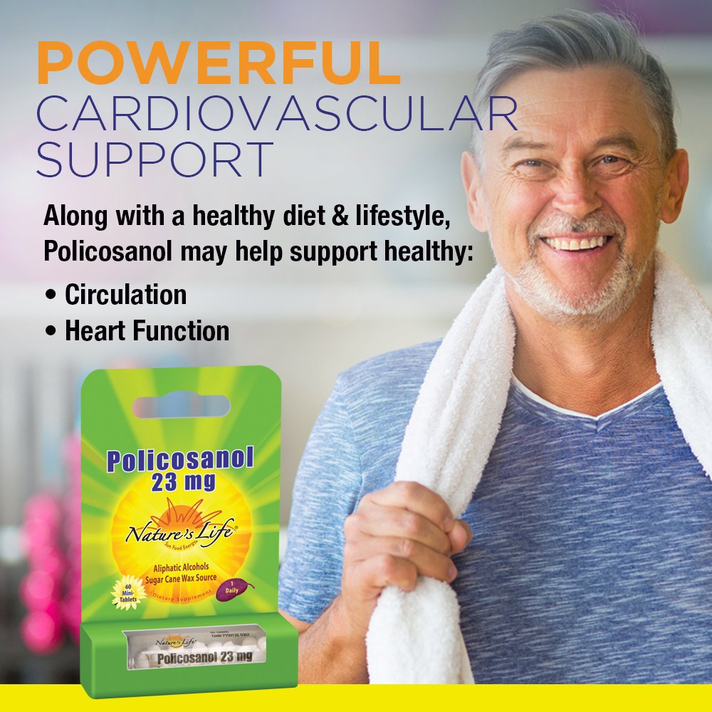 Nature's Life Policosanol 23mg | Cardiovascular Health & Blood Circulation | 60 Tabs